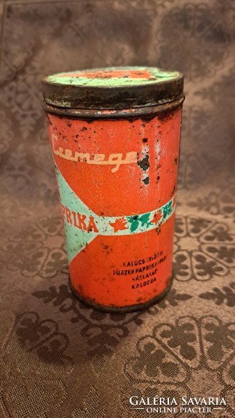 Antique paprika metal box, Hungarian product tin box (m3669)