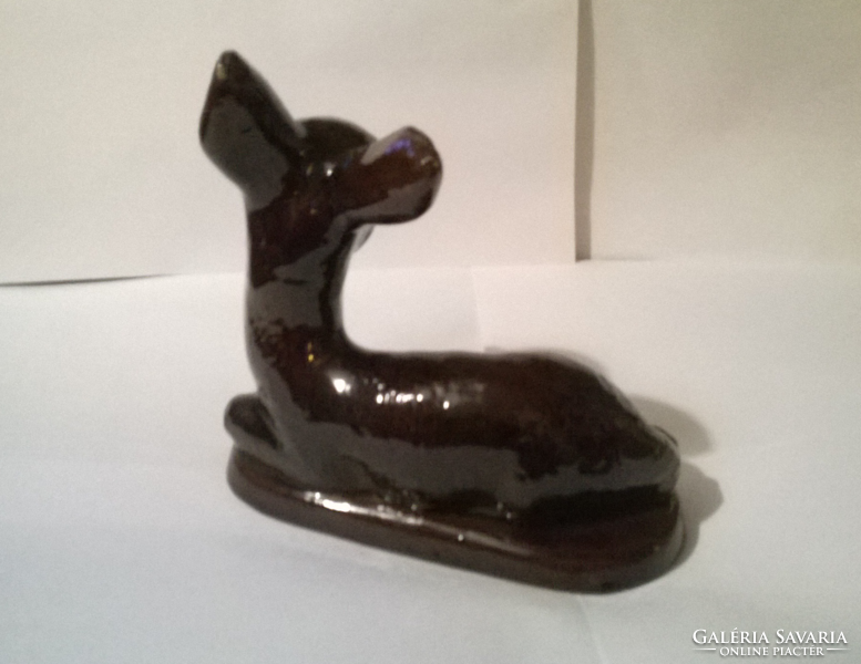 Glazed ceramic deer statue ornament