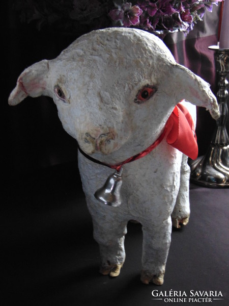 Old paper mache Easter lamb with bells