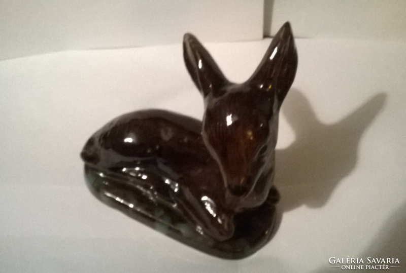 Glazed ceramic deer statue ornament