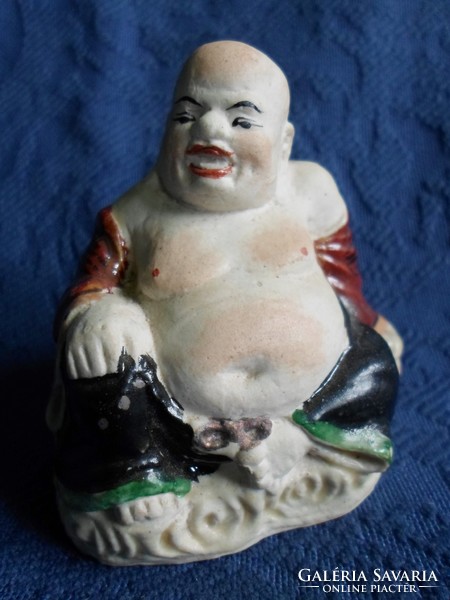 Hand-painted small good-tempered ceramic buddha, flawless