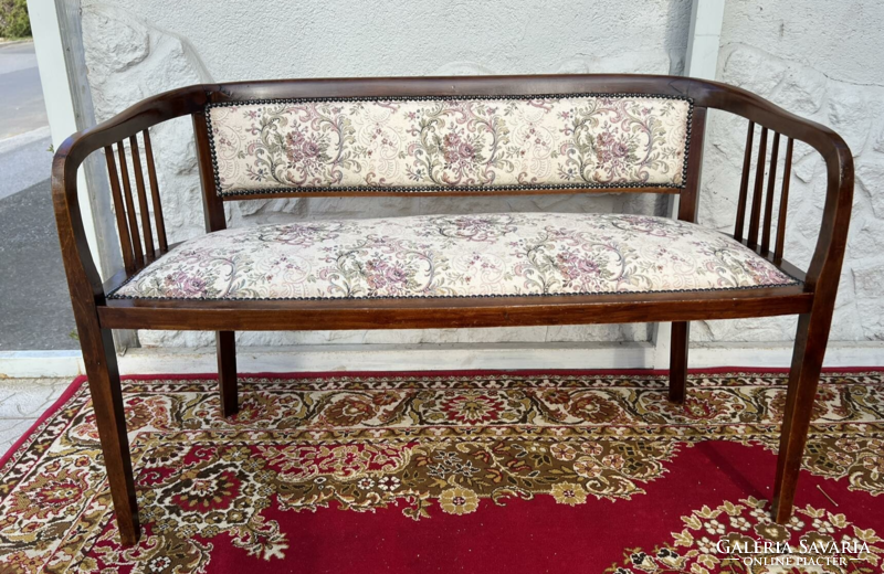 Original Art Nouveau bench with armrests