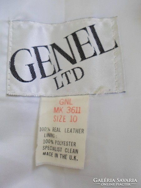 Retro white genuine leather skirt