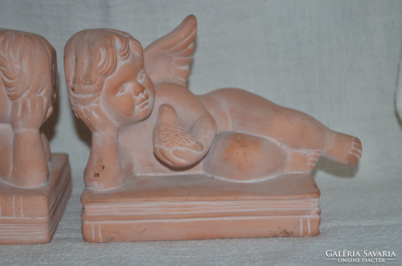 Ceramic fired tile terracotta angel bookend pair ( dbz 0072 )