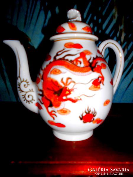 Antik sárkánykigyó tradicionális  mintával kézzel festett porcelán kancsó