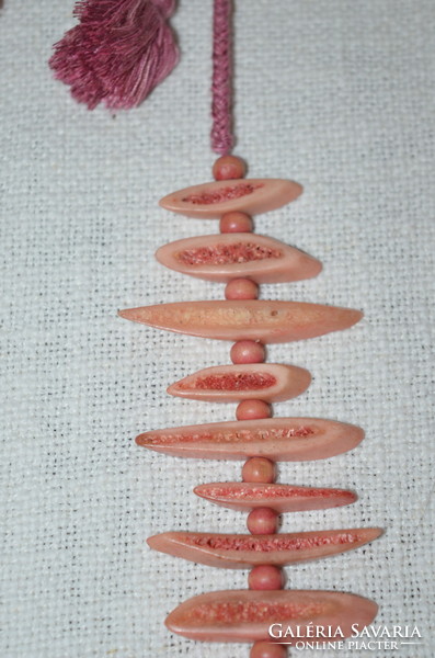Painted bone necklace decorated with painted wooden balls