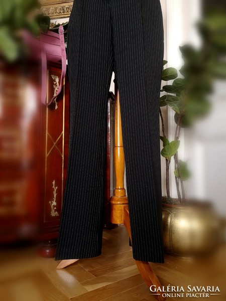 Vero Moda 36-38-as alkalmi fekete kosztüm, diplomata csikos, blézer, nadrág