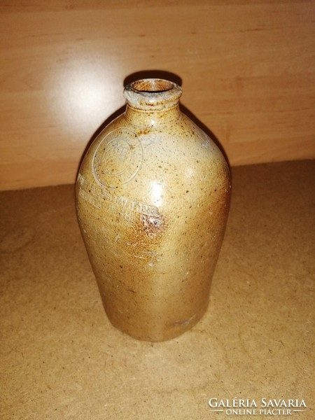 Antik súlyos olívaolaj tárolására szolgáló kiégetett kerámia butélia, agyagpalack 18 cm (7p)