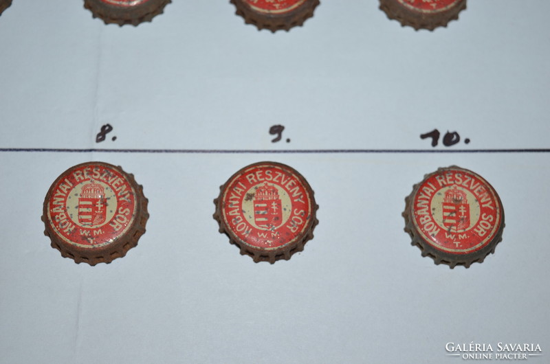 10 db festett, kis címeres WMT parafás söröskupak  ( Kőbányai Részvény Sör )