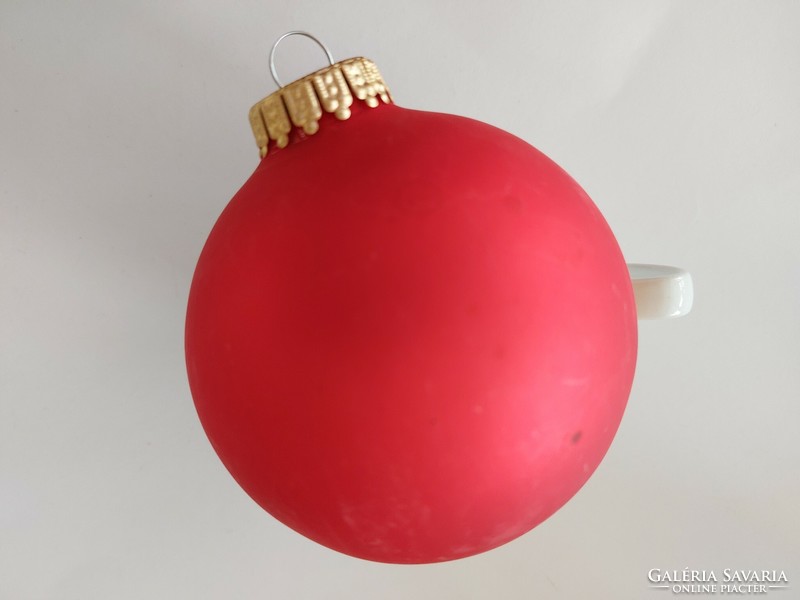 Retro glass Christmas tree ornament painted candle pattern large sphere glass ornament 10 cm