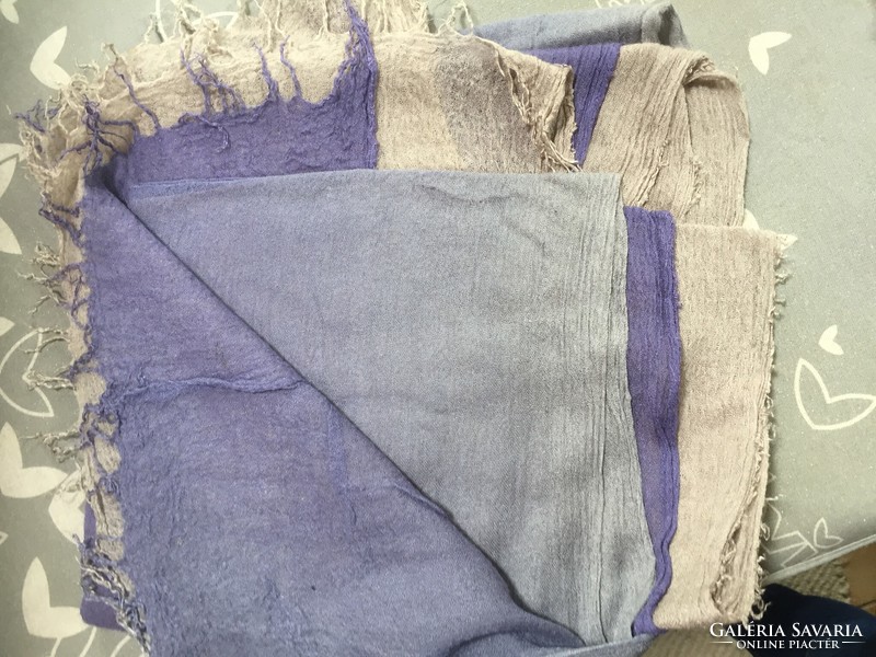 Large shawl, scarf with color transitions from purple to gray