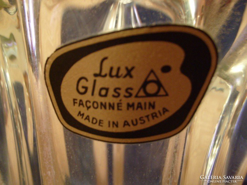 Lux Glass osztrák  Üveg váza Art deco vastagfalú ritkaság 31cm-es eladó ajándékozhatóan