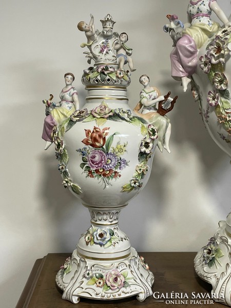 Monumental 3-piece German vase with lid
