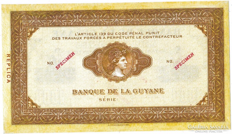 Francia Guyana  1000 Francia guyanai frank 1942 REPLIKA