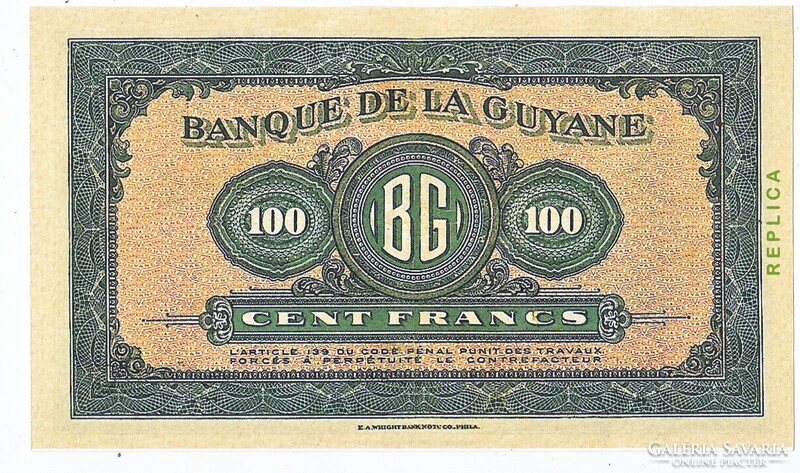 Francia Guyana  100 Francia guyanai frank 1942 REPLIKA