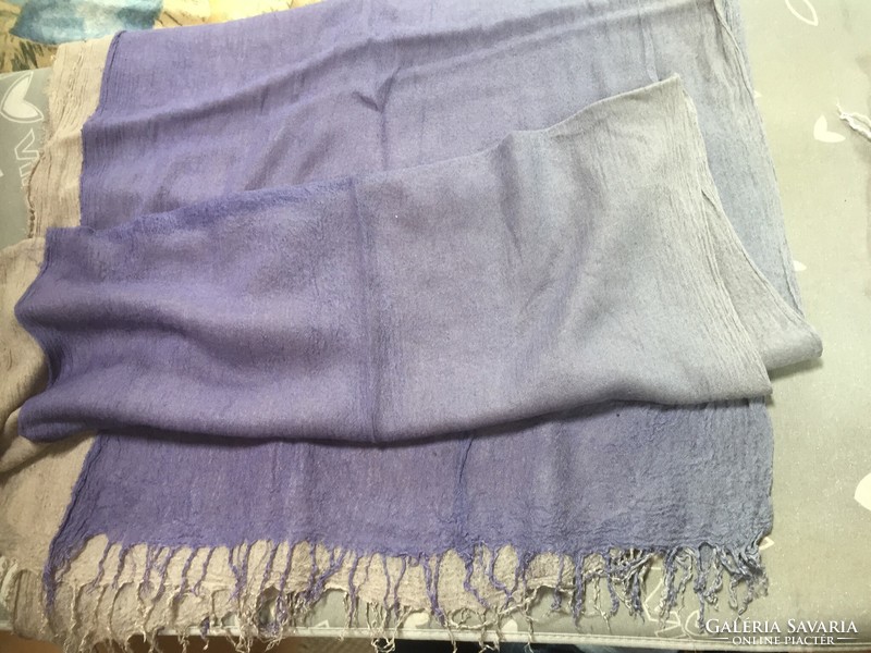 Large shawl, scarf with color transitions from purple to gray