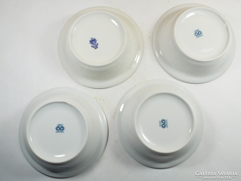 Retro Alföldi porcelán üzemi konyha kis kompótos tányér kék szegélyes 4 db 1960-1980-as évekből