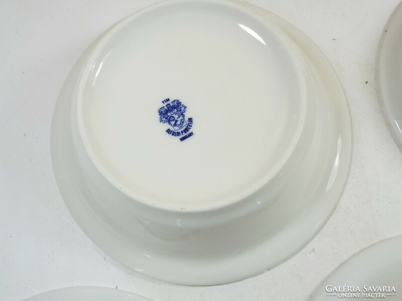 Retro Alföldi porcelán üzemi konyha kis kompótos tányér kék szegélyes 4 db 1960-1980-as évekből