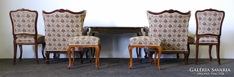 1M599 old seven-piece neo-baroque lounge set with table