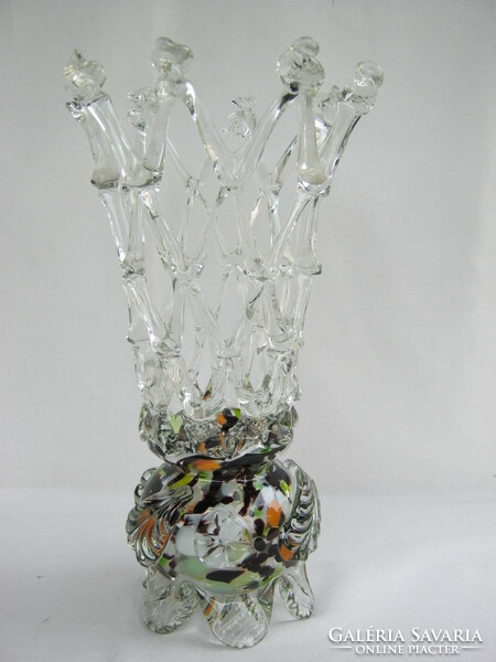 Üveg retró váza rácsos áttört mintázatú nagy méret