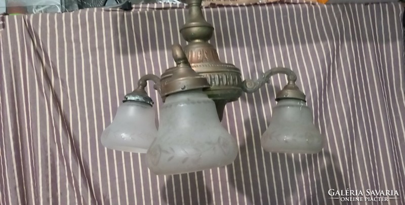 3 arm antique copper chandelier