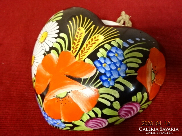 Glazed ceramic, heart-shaped holy water holder. Hand painting. Marking: 5/7963