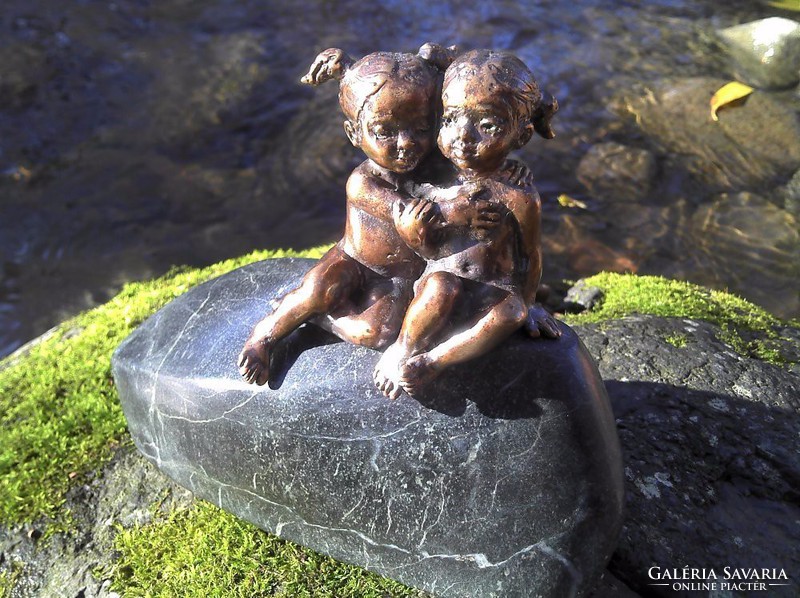 Twins (brothers) bronze statue sculpture
