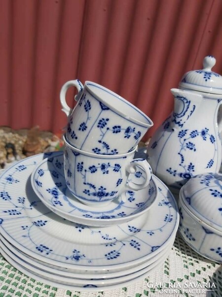 Gyönyörű Villeroy & Boch Heinrich kék mintás készlet kávéskészlet kanna cukortartó csésze