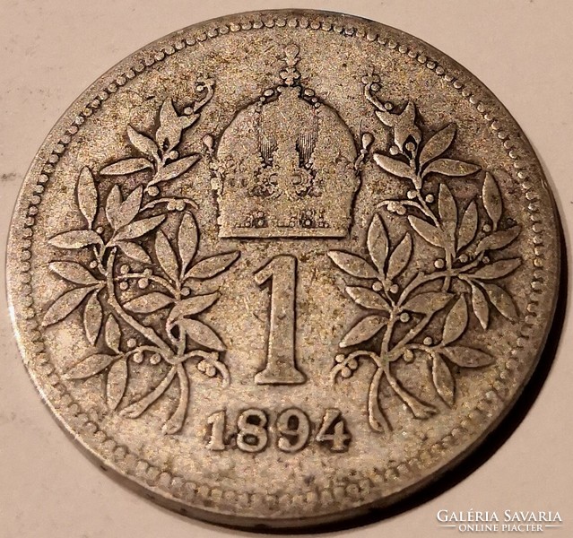 N/022 - 1894-es, osztrák, ezüst Ferenc József 1 koronás