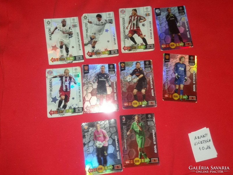2011 EURO BL ARANYKÁRTYÁK csomag 10 darab futball gyűjthető kártyák egyben állapot a képek szerint
