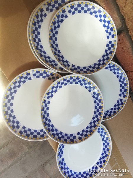Checkered old breakfast plates 6 pcs