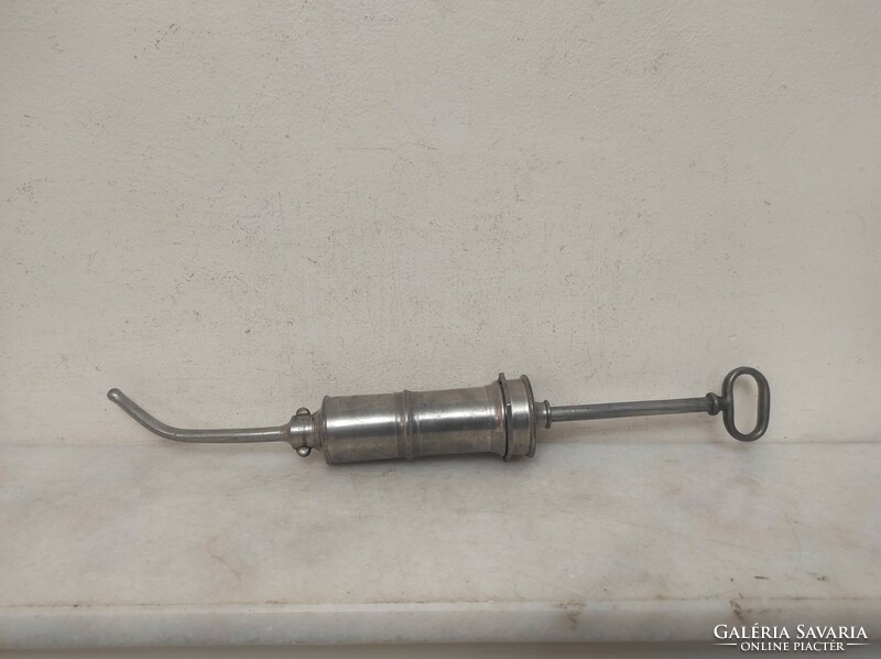 Antique medical tool hospital tool enema pewter syringe m size 811 6979