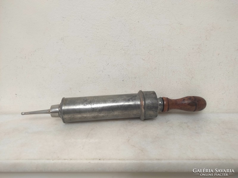 Antique medical tool hospital tool enema pewter syringe m size 847 7059