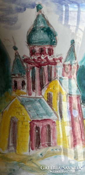 Vase with an Italian landscape (painted-glazed ceramic)