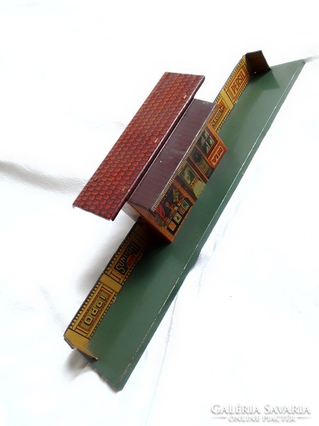 Antique bing 0 model railway station general store building advertisement ad record game 1927 field table