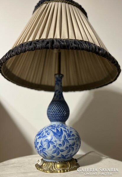 Eredeti Herendi porcelán asztali lámpa Zova mintás dekorral 1944-es pecsét 60 cm magas