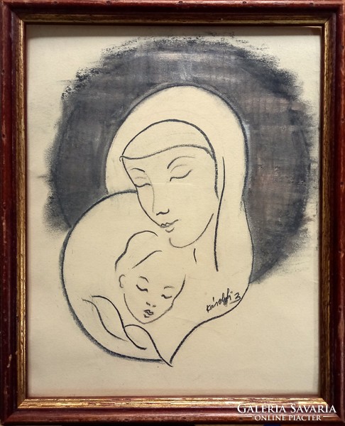 Picture entitled Motherhood, work of a premium award-winning artist, kzs/1952 certificate, stamp.