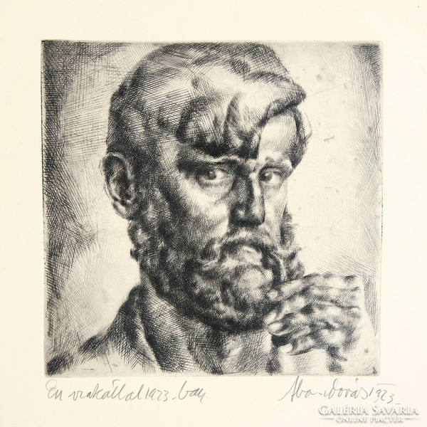 Self-portrait of Vilmos Aba-novak 1923. Etching | me with a beard in 1923