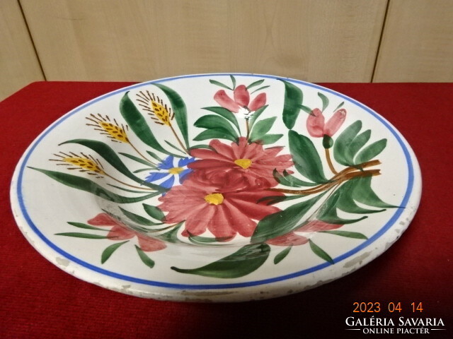 German glazed ceramic wall plate, antique, hand painted. Jokai.
