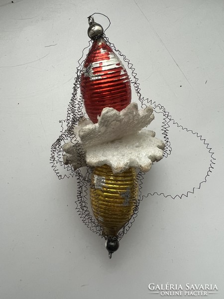 Antique wire, glass Christmas tree decoration