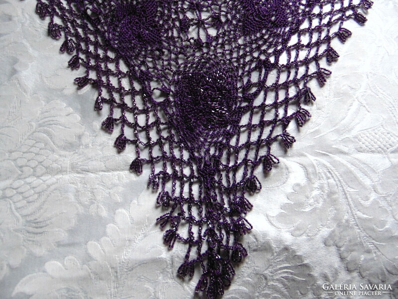 Beautiful bishop's purple crocheted scarf, stole with pearl decoration