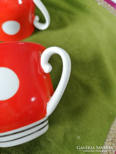 Russian porcelain retro polka dot cup - mug pair