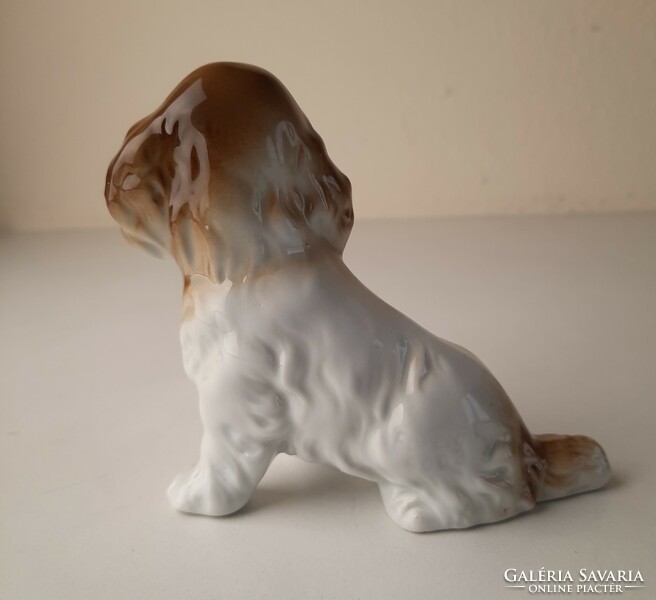 Retro porcelán szobor, kiskutya figura