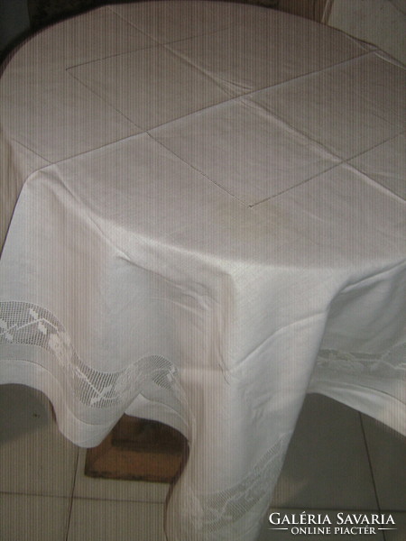 Beautiful and elegant table cloth with rose lace inserts