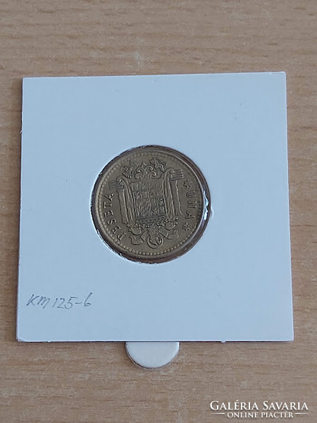 Spanish 1 peseta 1966 (72) aluminum-bronze, gral. Francisco franco in a paper case