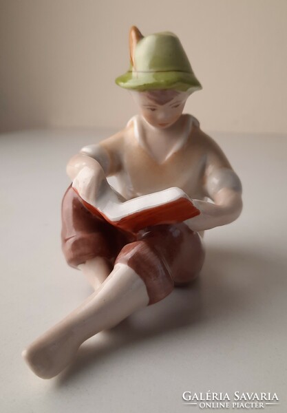 Drasche porcelain statue, figure of a boy reading