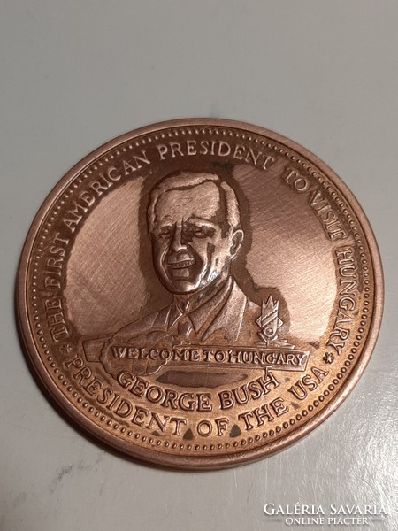 Commemorative medal for the visit of US President George Bush to Hungary in 1989