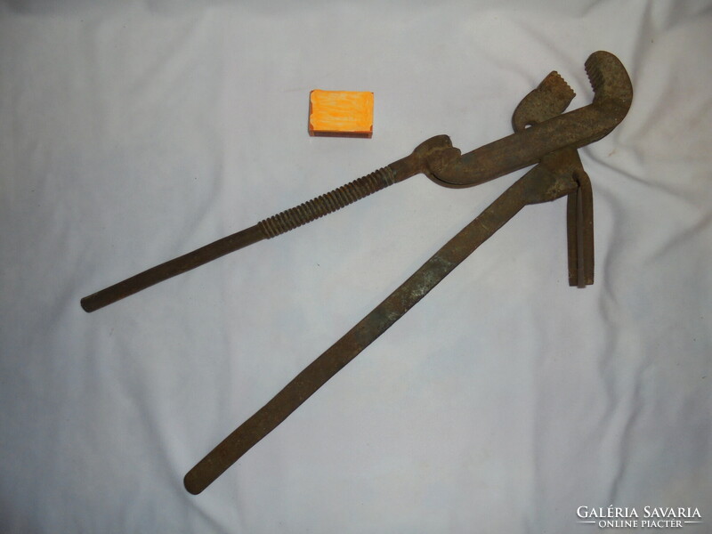 Antique wrought iron tool - tongs - 51 cm