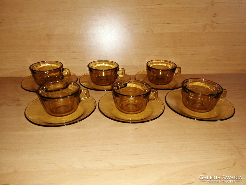 Pyrex amber glass coffee cup set for 6 (po-4)