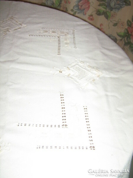 Beautiful and elegant embroidered Toledo tablecloth with hand crocheted edges